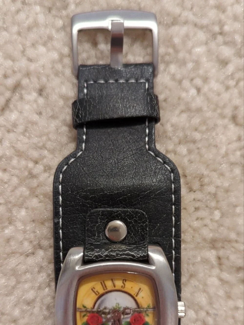 Guns N' Roses Wristwatch with Black Leather Band Vintage